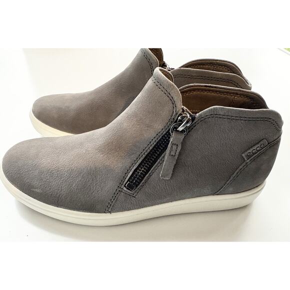 ECCO Soft 7 Side Zip Women’s EU 36 US5-5.5 Gray Nubuck Leather 430243 Moonless - Picture 7 of 8